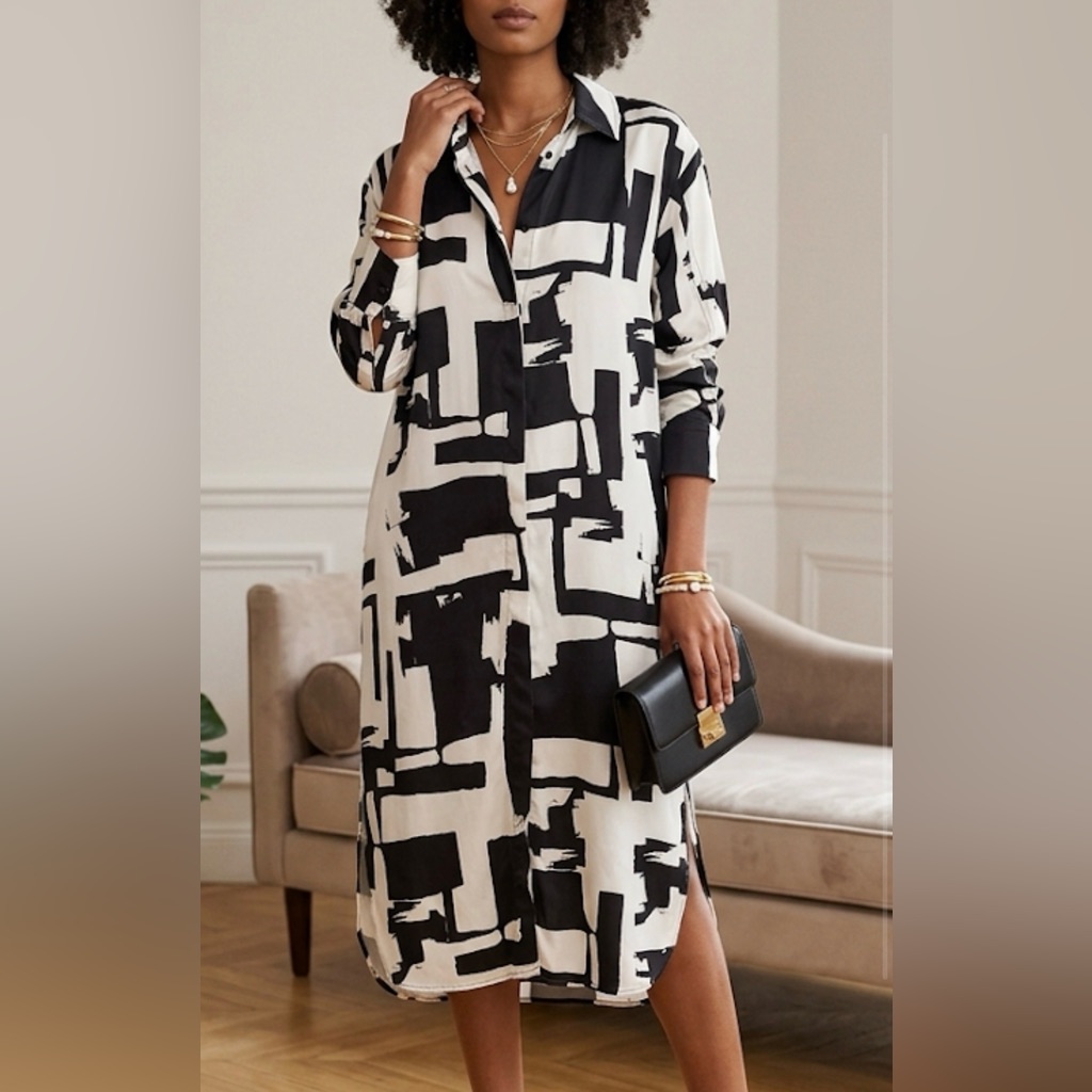 Day Birger Et Mikkelsen Berry Graphic Collage Rd Shirt Dress Black White 38